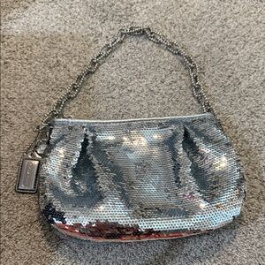 Coach Silver Sequin Wristlet